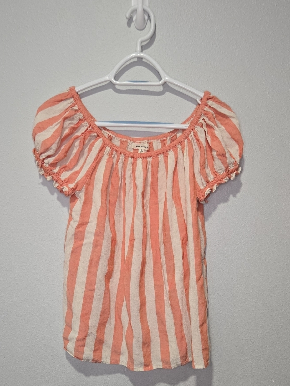Max Studio | Salmon Striped Linen Blend Blouse Size Medium